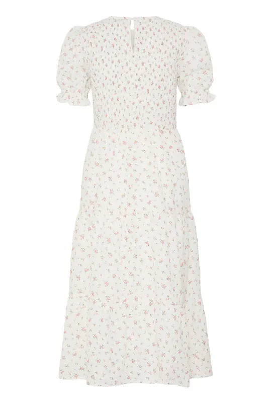 B.YOUNG - Idida Smock Dress White Pink Roses