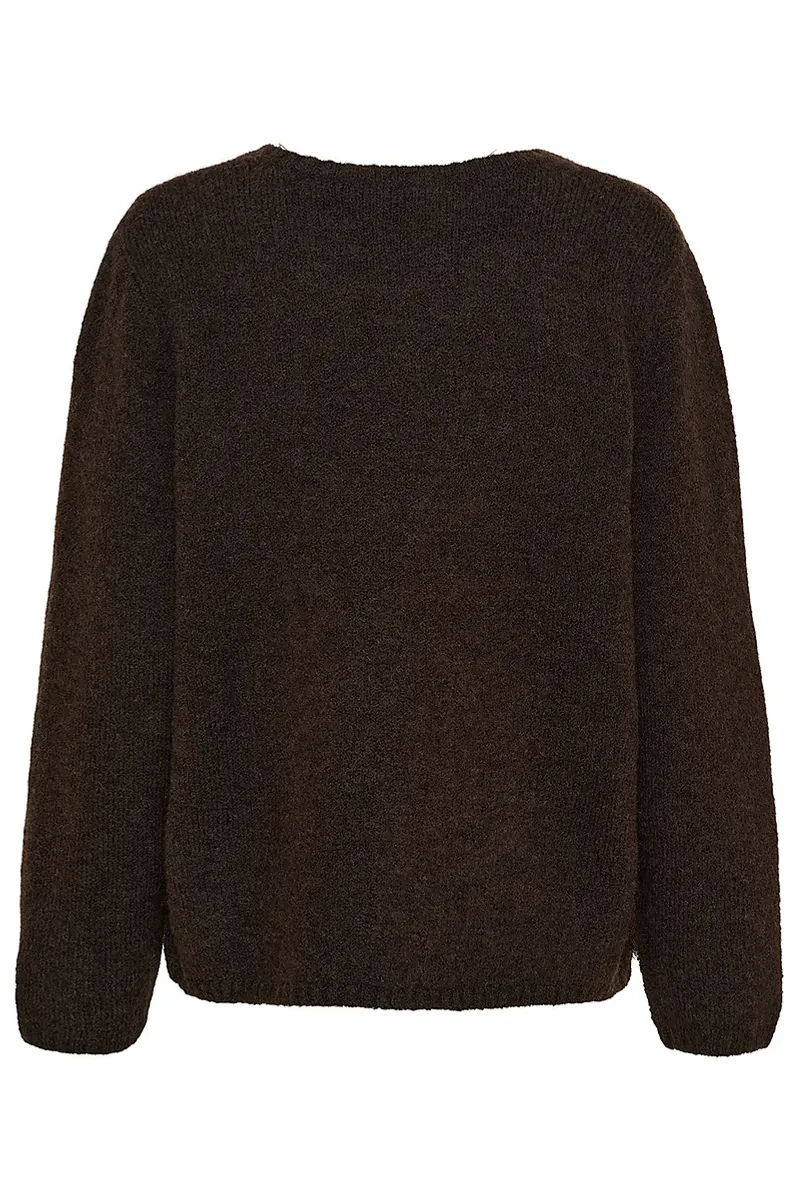 ISAY - Anna Classic Cardigan Dark Brown Melange