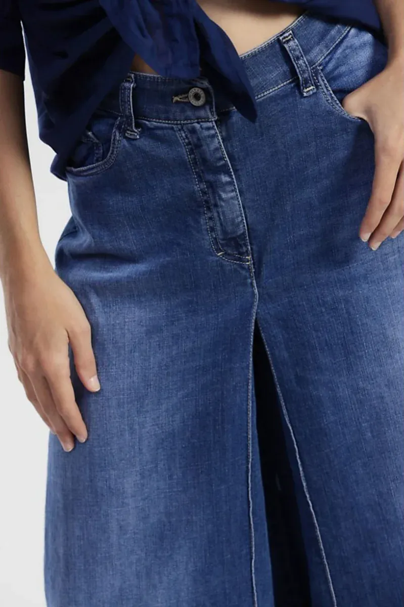 PLEASE - Alma Oslo Bukse Wideleg Blue Denim