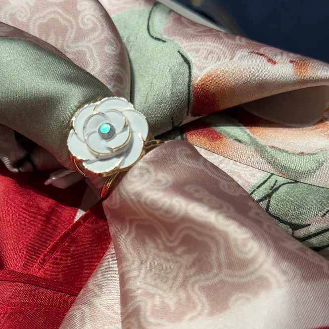 Hovedbilde NORA NORWAY - Scarf Ring Rose Gold White