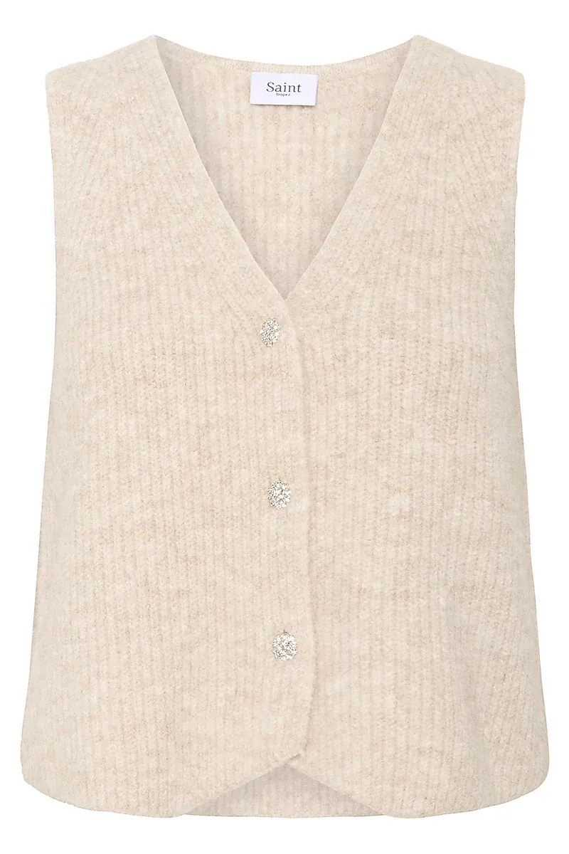 SAINT TROPEZ - Xenya Vest Crystal Gray Melange