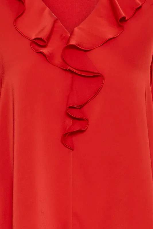 B.YOUNG - FLAIR FRILL BLOUSE Barbados Cherry