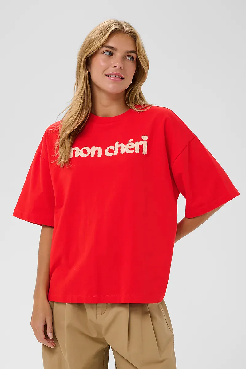 SAINT TROPEZ - Panna SS Sweatshirt Fiery Red