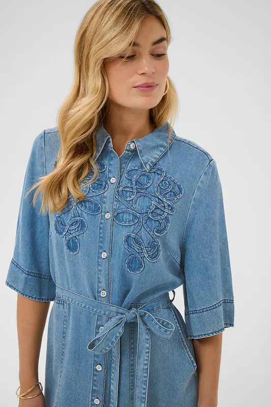 CREAM - Bella Dress Seattle Mid Blue Denim