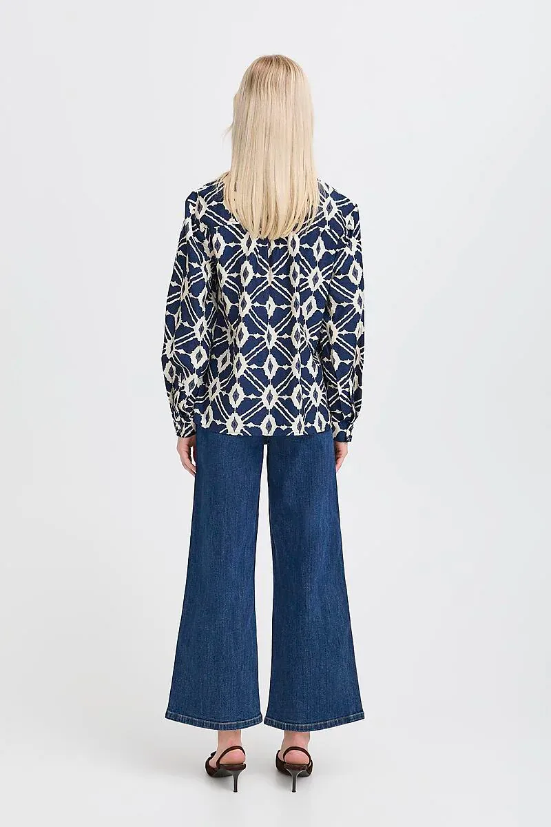 B.YOUNG - Ikaia Skjorte Navy Blazer Ikat