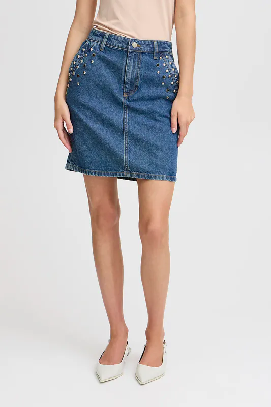B.YOUNG - Kapuca Skirt Mid Blue Denim
