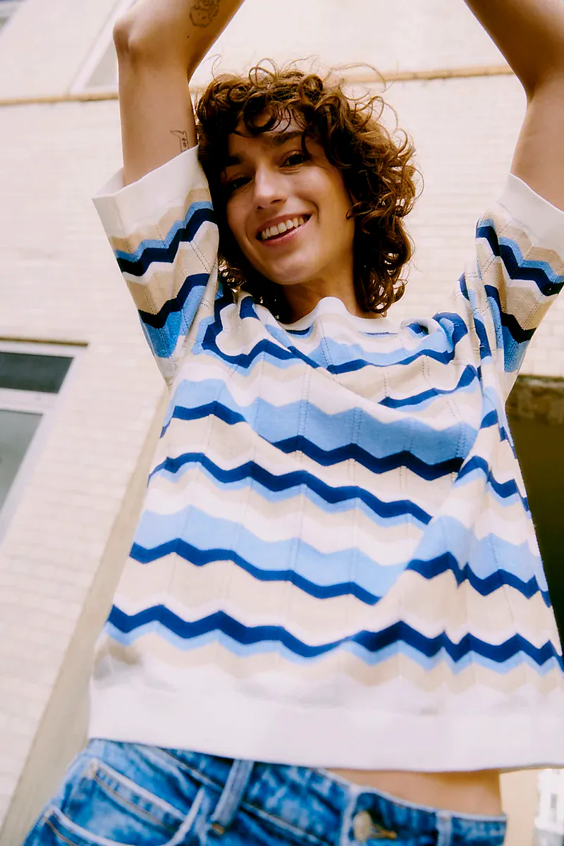 B.YOUNG - Mmorla Pointelle T-shirt Della Robbia Blue