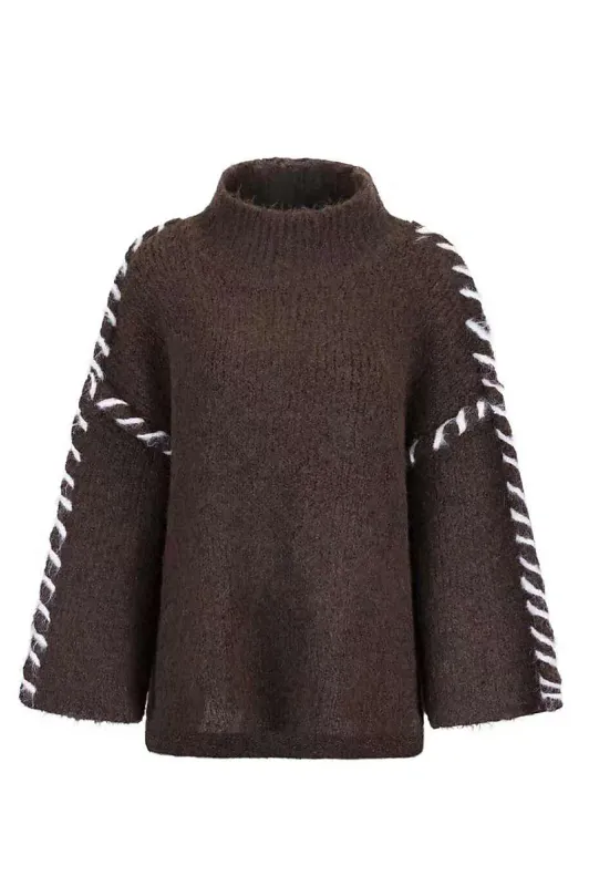 VANNUCCI - Genser Stitch Dark Brown