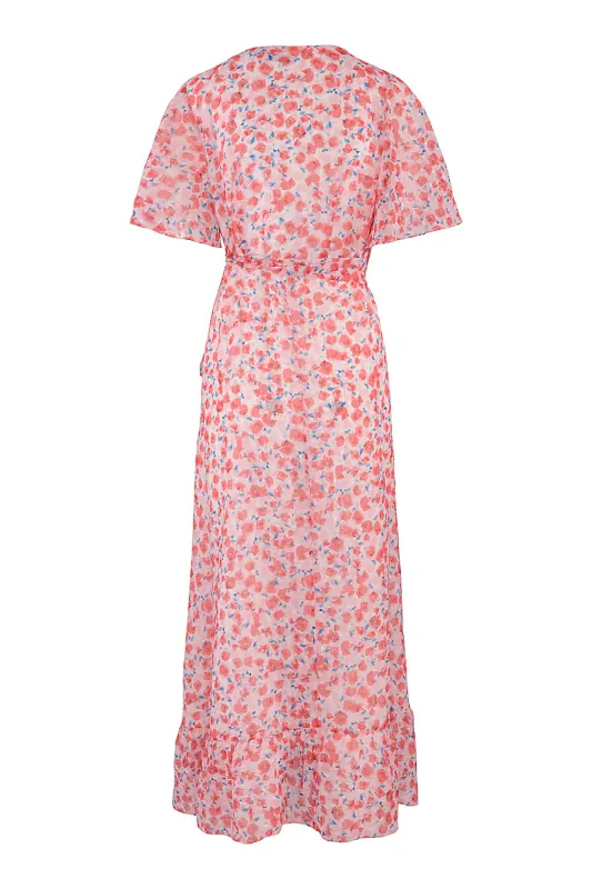 HAUST - Long Wrap Dress Red Flower