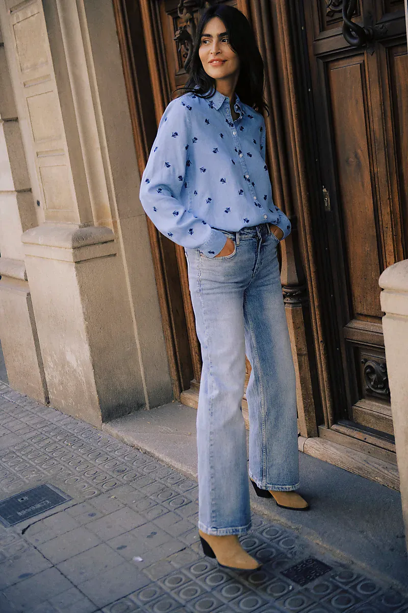 B.YOUNG - Kosmo Boho Emb Shirt Light Blue Denim