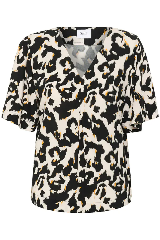 SAINT TROPEZ - Marca Bluse Orchid Painted Leopard